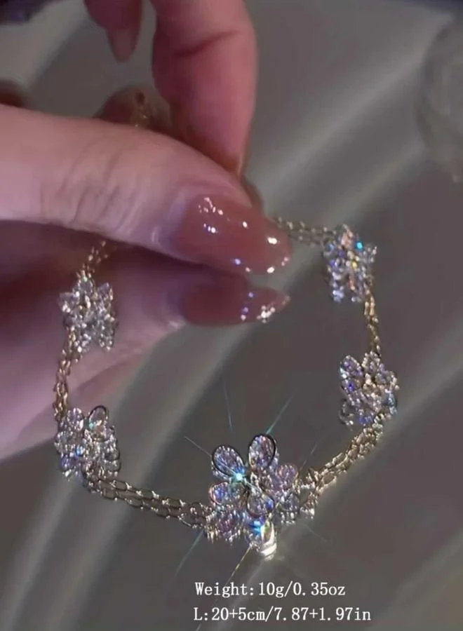 Take Two  Women Gold Floral Zirconia Bracelet for Women | Best Price UAE